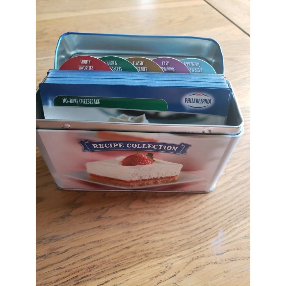 Kraft‎ Philadelphia Recipe Collection Metal Recipe Box Tin with Recipes 2013 EUC